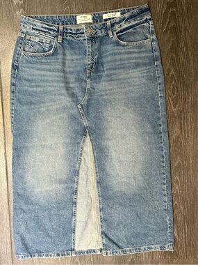 Cotton On Light Blue Denim Maxi Skirt with Front Slit